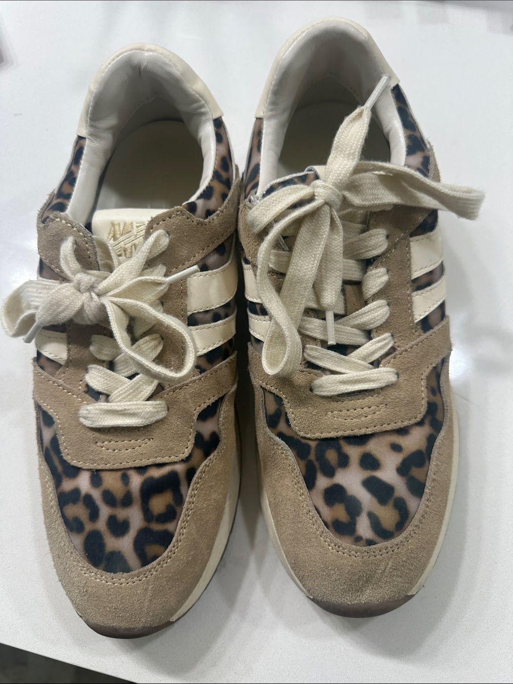 Steve Madden Leopard-Print Suede Trim Sneakers — Cream/Tan/Black